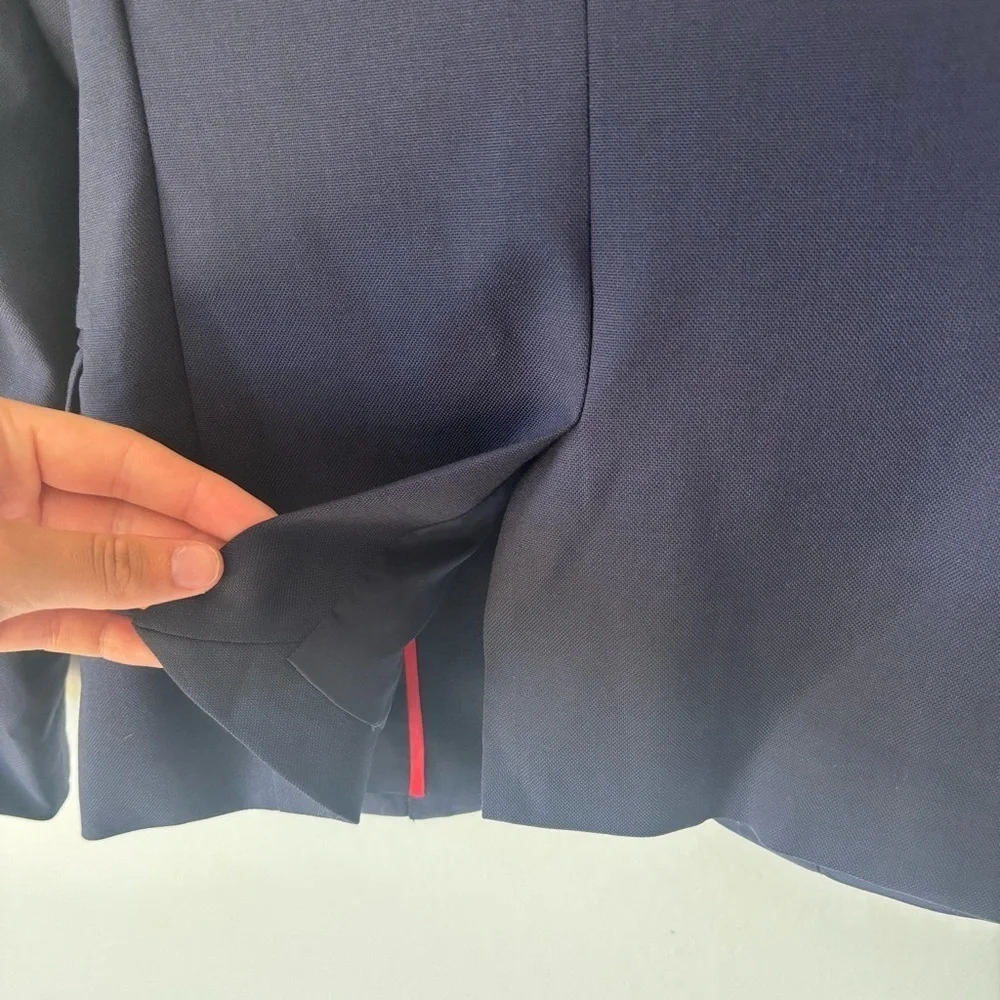 J. Crew Dalton Blazer Tollegno 1900 Italy Wool Navy Blue Career Business Office